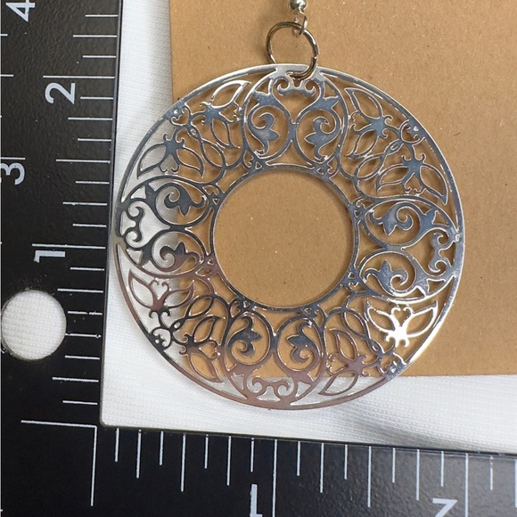 Silver Filigree Statement Earrings - Picture 5 of 5